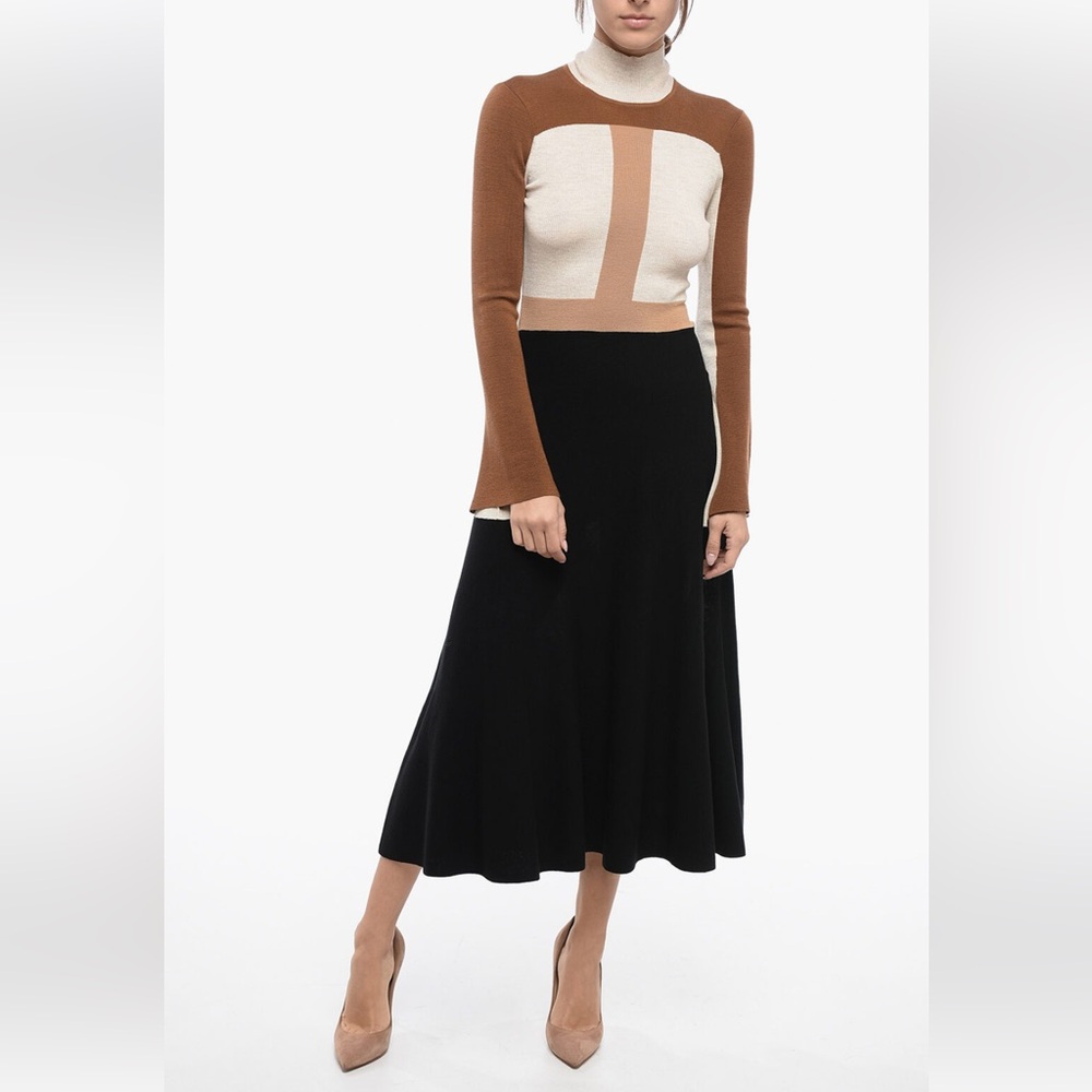 Chloe color block knitted wool dress